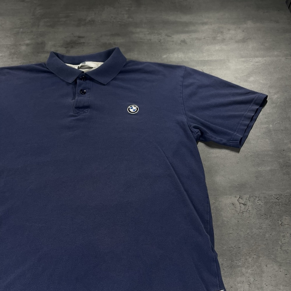 Vintage BMW‎ Polo Shirt Adult Medium Navy Blue Embroidered Preppy Golf Tennis